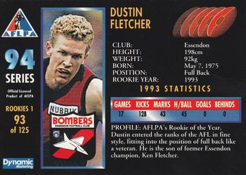 1994 Dynamic AFLPA #93 Dustin Fletcher Back